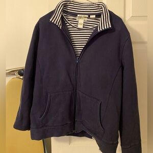 Orvis long sleeve striped tee and matching zip front sweatshirt jacket
